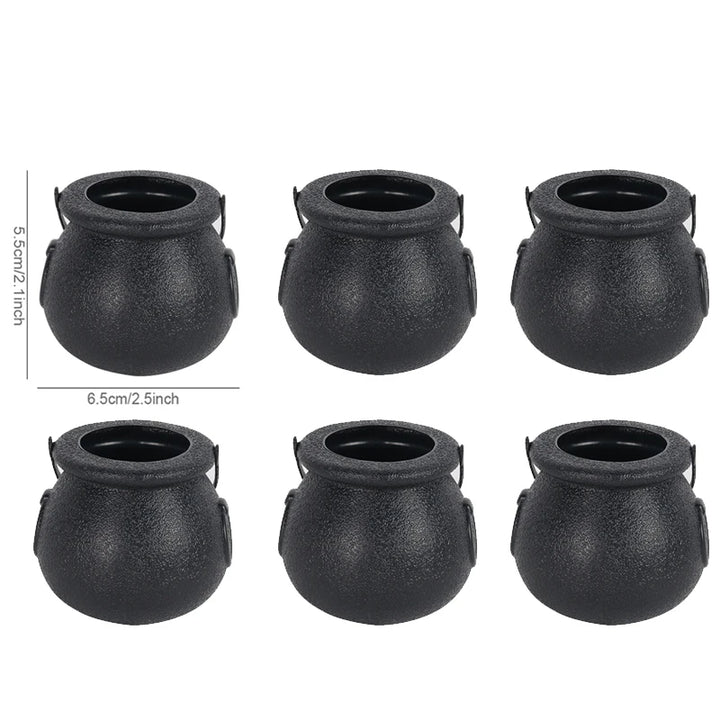 Mini Plastic Witch Cauldrons – Halloween Candy Holders & Party Decorations