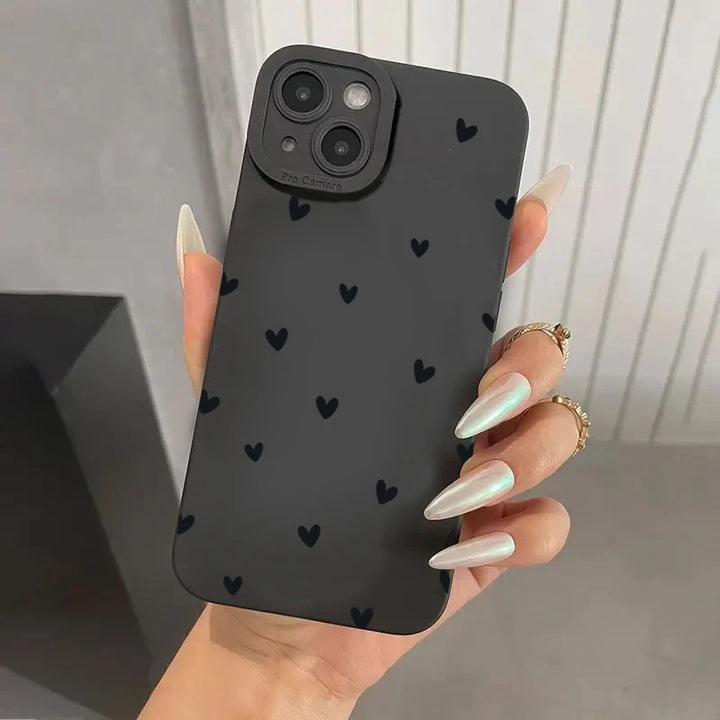Black Love Heart Phone Case For iPhone