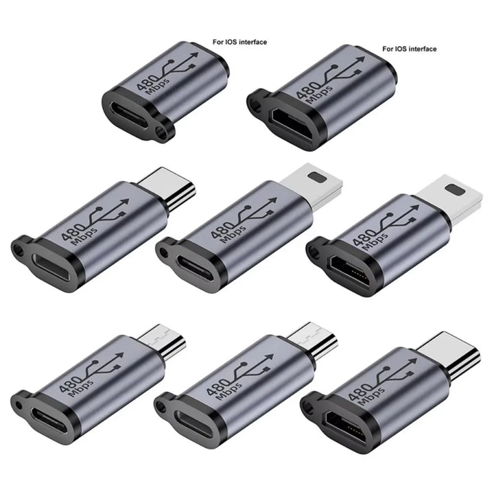 Type C Adapter USB C To Micro To Mini USB Female Converters For iPhone 14 13 Xiaomi Samsung For Lightning Male Charger Adapter