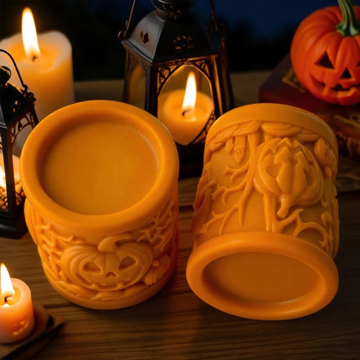 Halloween Cylinder Candle Silicone Mold for DIY Pumpkin Scented Aromatherapy Decor Handmade Holiday Crafts Mould