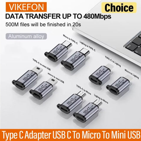 Type C Adapter USB C To Micro To Mini USB Female Converters For iPhone 14 13 Xiaomi Samsung For Lightning Male Charger Adapter