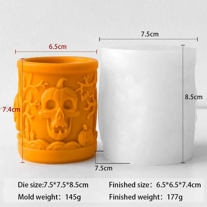 Halloween Cylinder Candle Silicone Mold for DIY Pumpkin Scented Aromatherapy Decor Handmade Holiday Crafts Mould