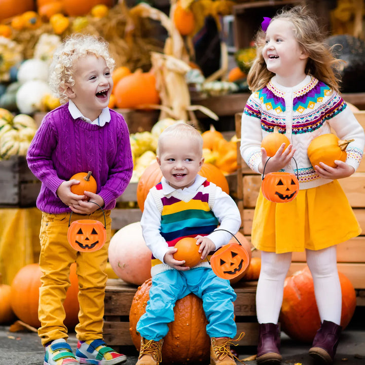 6pcs Halloween Cauldron Bucket Candy Pumpkin Mini Witch Black Pot Decor Buckets Bowl Witches Kettle Container