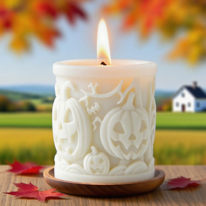 Halloween Cylinder Candle Silicone Mold for DIY Pumpkin Scented Aromatherapy Decor Handmade Holiday Crafts Mould