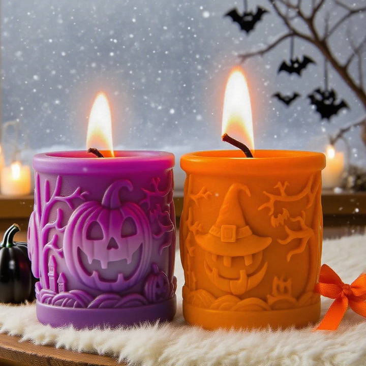 Halloween Cylinder Candle Silicone Mold for DIY Pumpkin Scented Aromatherapy Decor Handmade Holiday Crafts Mould