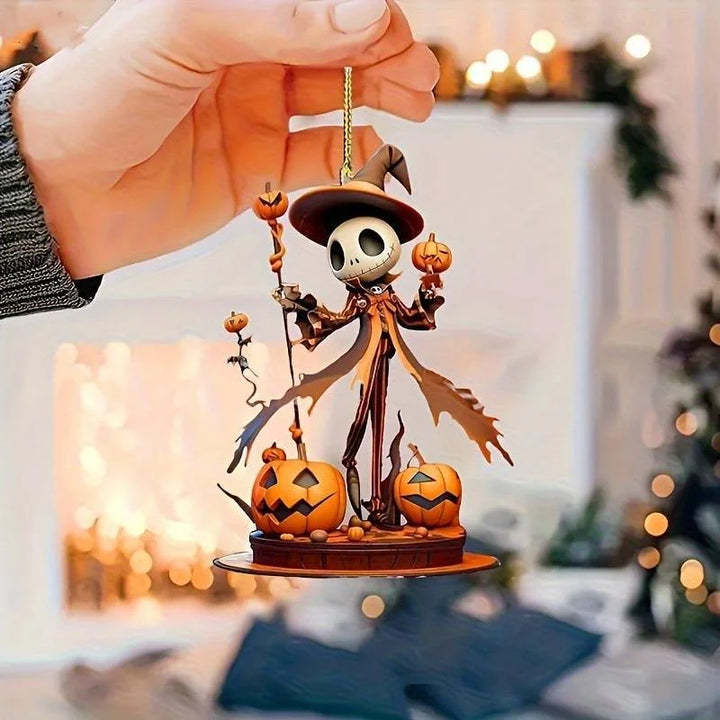 Halloween 2D Acrylic Pendant Pumpkin and Skull head Theme Decorative Pendants for Cars, Bags, Keychain Accessories Holiday Decor