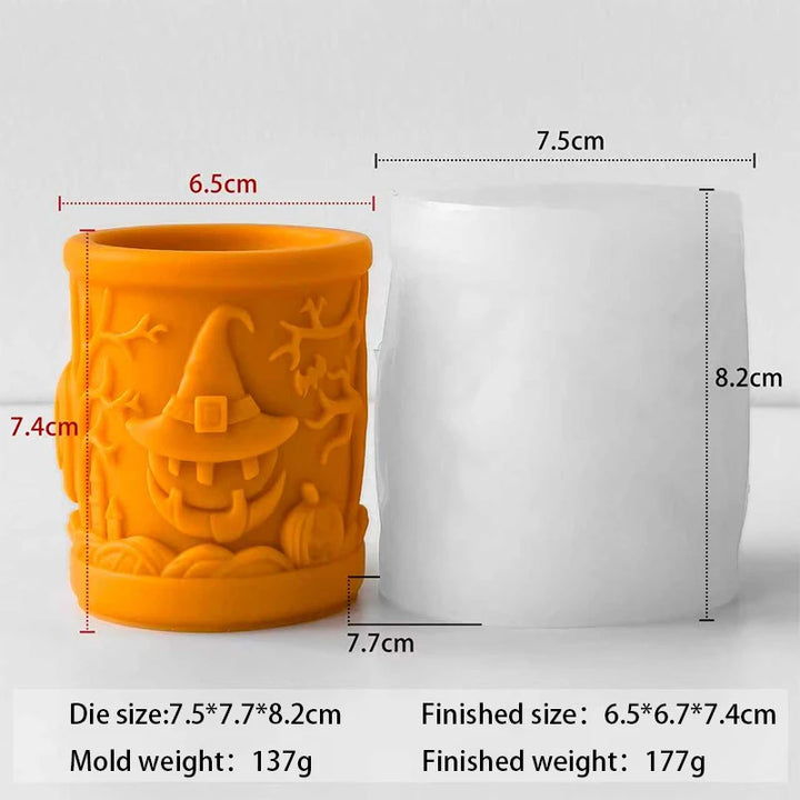 Halloween Cylinder Candle Silicone Mold for DIY Pumpkin Scented Aromatherapy Decor Handmade Holiday Crafts Mould