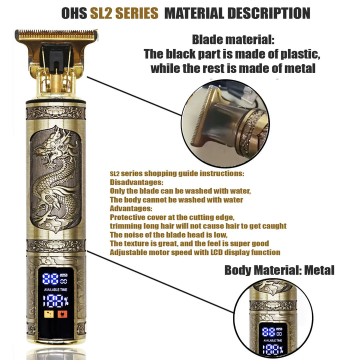 T9 Vintage Electric Hair Trimmer for Men – Rechargeable & Stylish