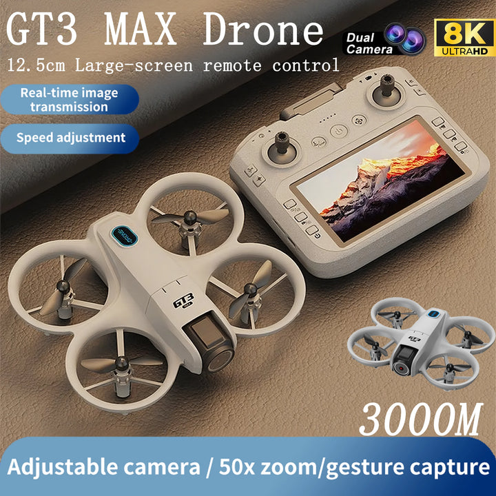 GT3 MAX Mini Drone 5G 8K GPS Professional HD Aerial Photography Dynamic Lighting Remote Control Aircraft Optical Flow Quadcopter