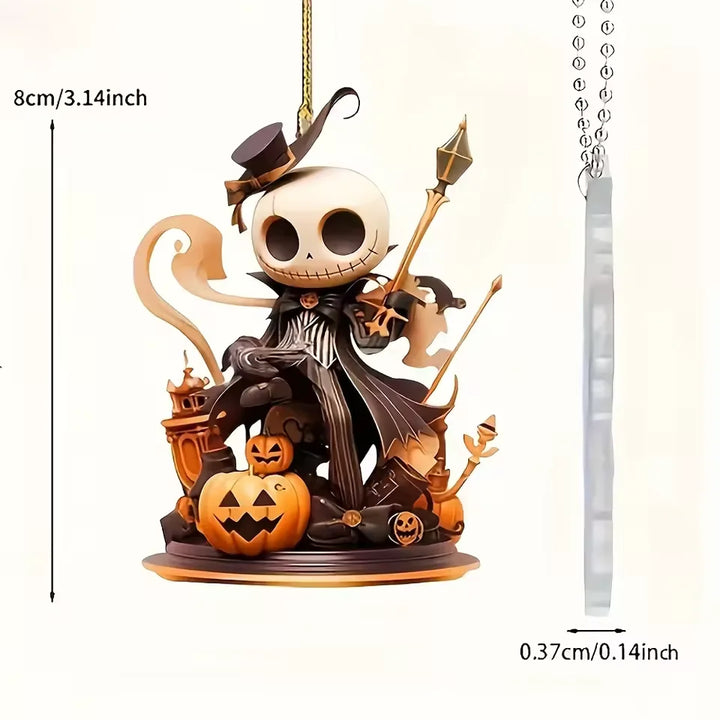 Halloween 2D Acrylic Pendant Pumpkin and Skull head Theme Decorative Pendants for Cars, Bags, Keychain Accessories Holiday Decor