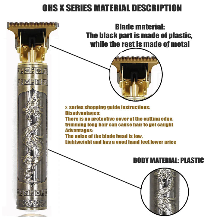 T9 Vintage Electric Hair Trimmer for Men – Rechargeable & Stylish