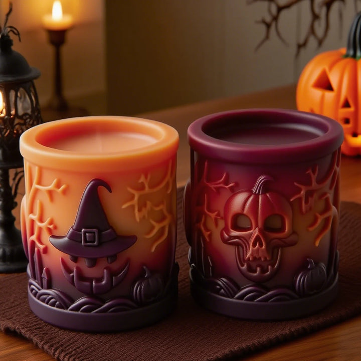 Halloween Cylinder Candle Silicone Mold for DIY Pumpkin Scented Aromatherapy Decor Handmade Holiday Crafts Mould