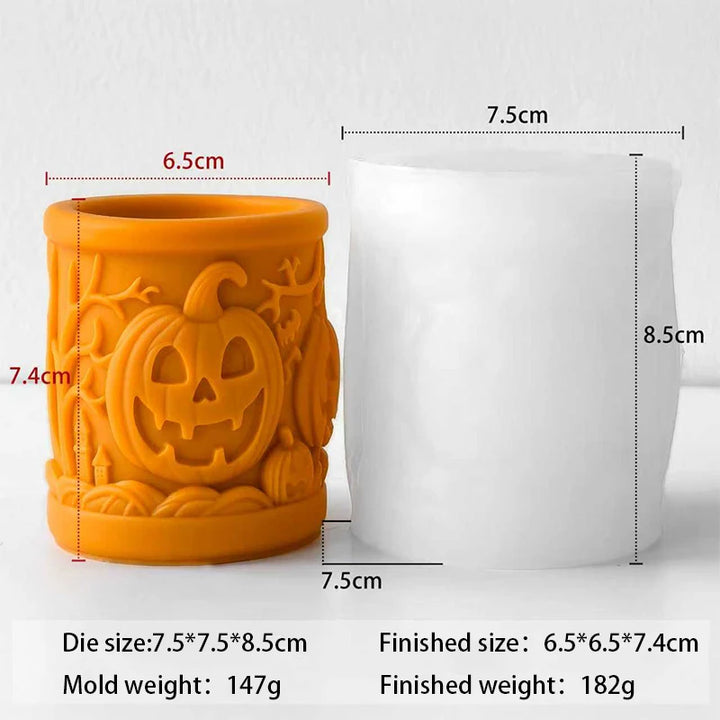 Halloween Cylinder Candle Silicone Mold for DIY Pumpkin Scented Aromatherapy Decor Handmade Holiday Crafts Mould