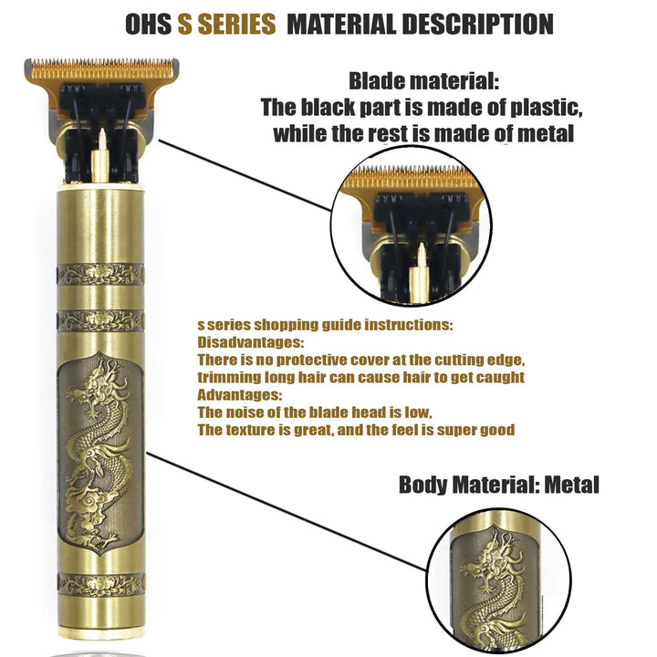 T9 Vintage Electric Hair Trimmer for Men – Rechargeable & Stylish