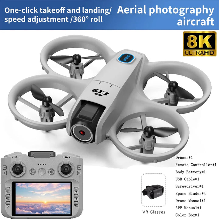 GT3 MAX Mini Drone 5G 8K GPS Professional HD Aerial Photography Dynamic Lighting Remote Control Aircraft Optical Flow Quadcopter